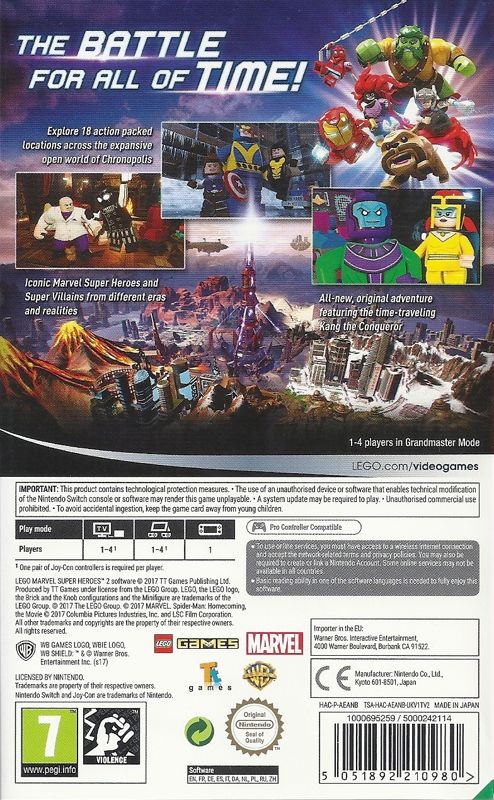 Back Cover for LEGO Marvel Super Heroes 2 (Deluxe Edition) (Nintendo Switch)