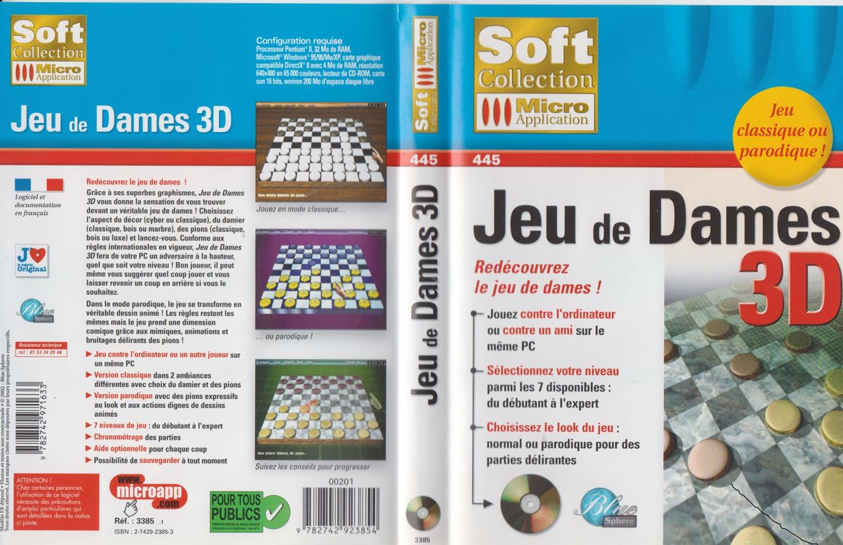 Full Cover for Jeu de Dames 3D (Windows) (Soft Collection release (Micro Application 2002))