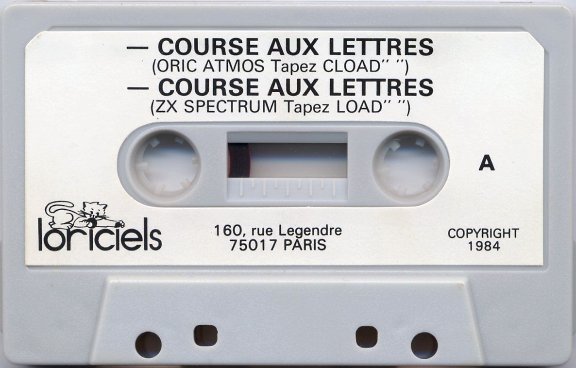 Media for Course aux Lettres (Oric and Thomson MO and Thomson TO and ZX Spectrum): Side A - Oric 1 / Atmos and ZX Spectrum versions