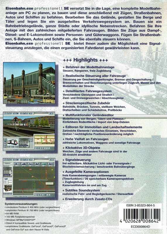 Back Cover for Eisenbahn.exe professional SE (Windows)