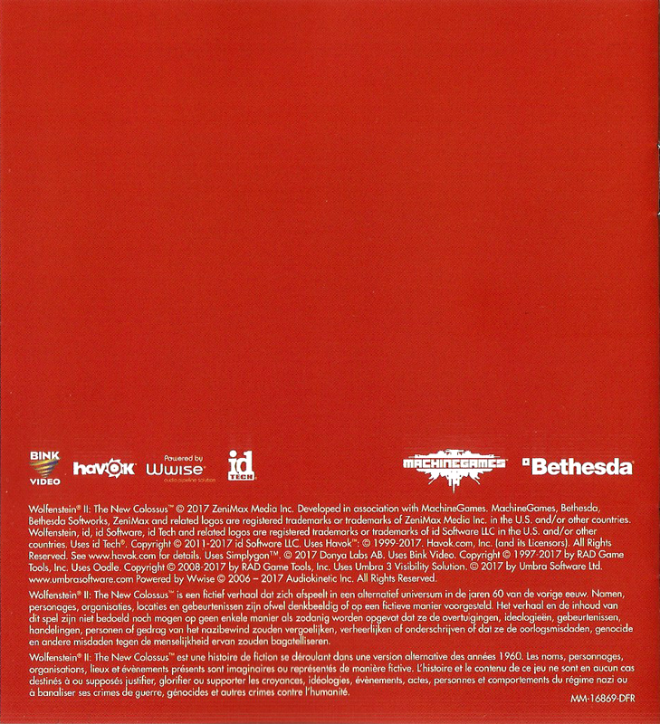 Manual for Wolfenstein II: The New Colossus (Xbox One): back