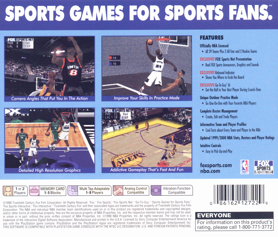 Back Cover for NBA Basketball 2000 (PlayStation)