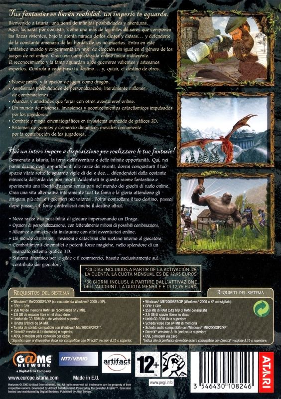 Back Cover for Horizons: Empire of Istaria (Windows)