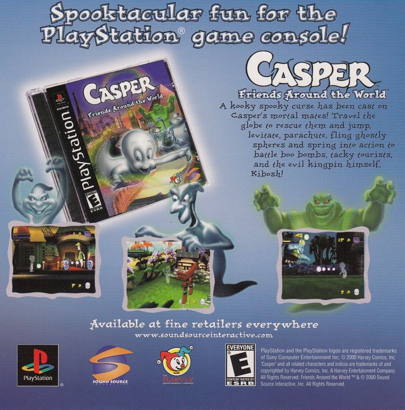 Inside Cover for Casper: Animated Activity Center (Macintosh and Windows 16-bit): Front Reverse