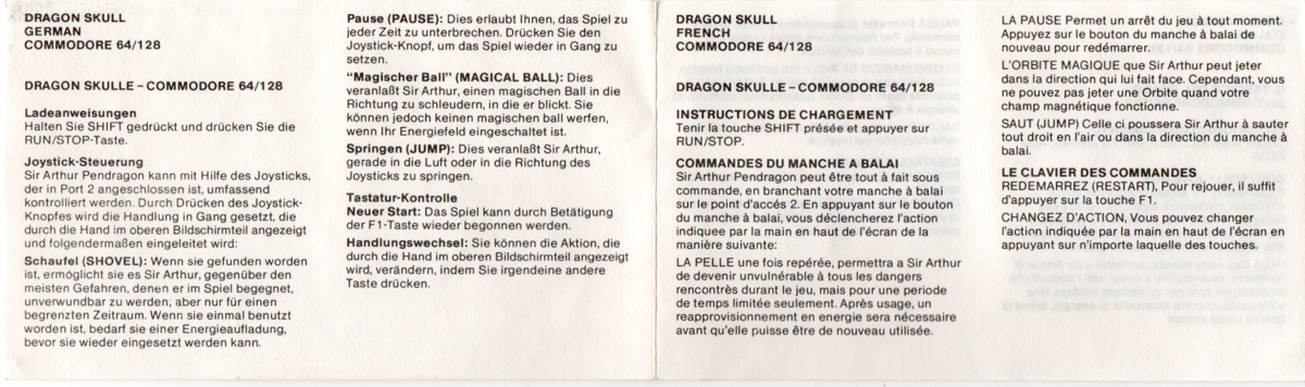Extras for Dragon Skulle (Commodore 64) (Budget re-release): Leaflet - Side A
