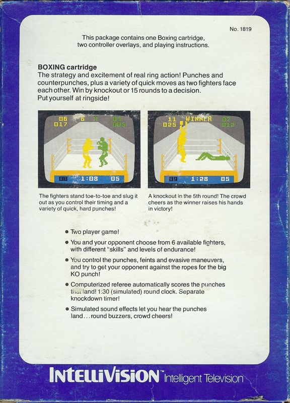 Back Cover for Boxing (Intellivision)