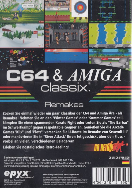 Back Cover for C64 & Amiga Classix Remakes (Windows)
