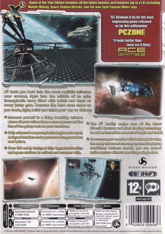 Back Cover for X³: Reunion - Game of the Year Edition (Windows)