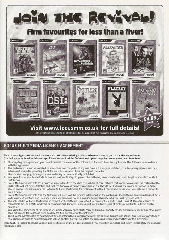 Inside Cover for Brothers in Arms: Road to Hill 30 (Windows) (Revival release): Right