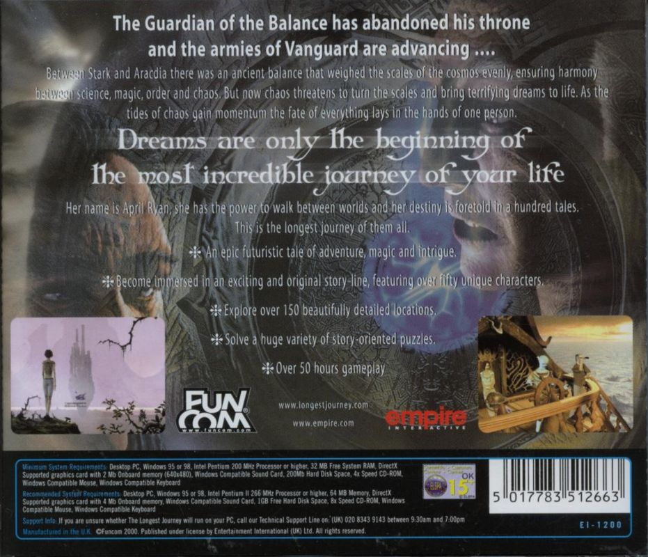 Other for The Longest Journey (Windows): Jewel Case - Back