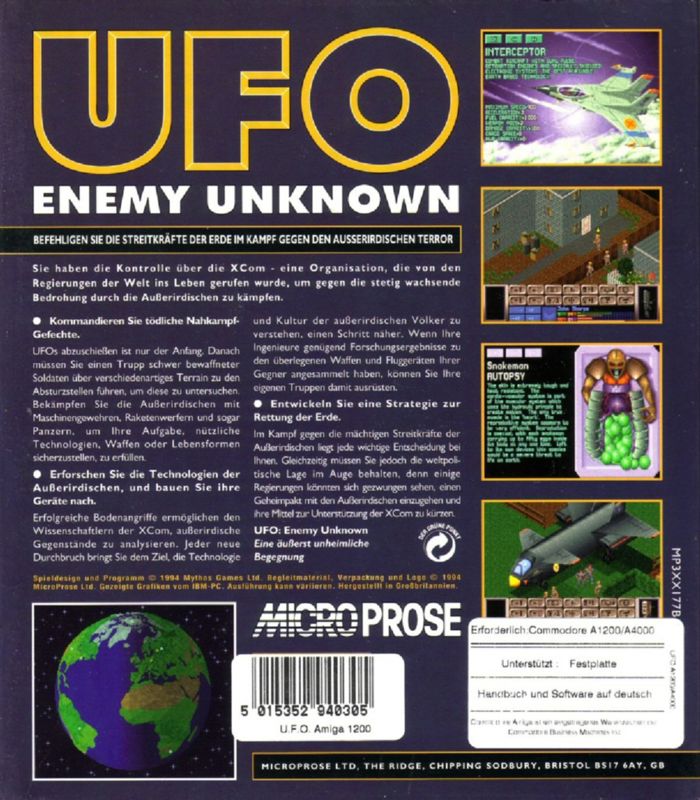 Back Cover for X-COM: UFO Defense (Amiga) (Amiga 1200 version)