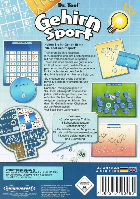 Back Cover for Dr. Tool: Gehirn Sport (Windows)