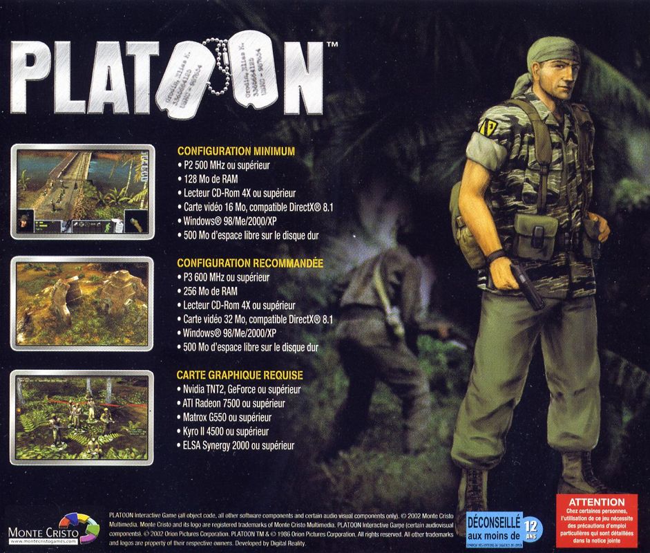 Back Cover for Platoon (Windows) (M6 Multimedia magazine covermount)