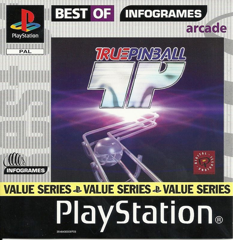 Front Cover for True Pinball (PlayStation) (Best of Infogrames Arcade Value Series release)