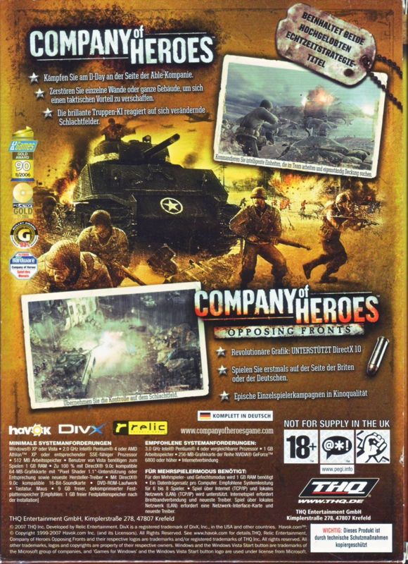 Back Cover for Company of Heroes: Gold Edition (Windows)