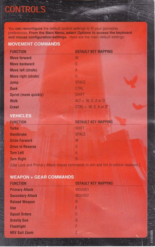 Reference Card for Half-Life 2 (Windows): Side 2