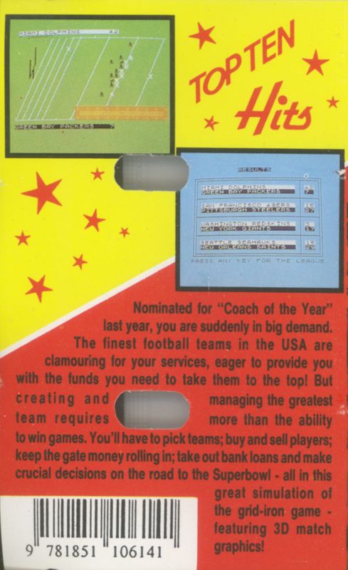 Back Cover for American Football (ZX Spectrum) (Top Ten release)