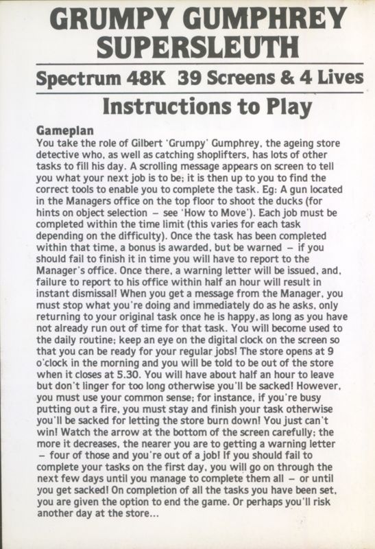 Grumpy Gumphrey: Supersleuth cover or packaging material - MobyGames