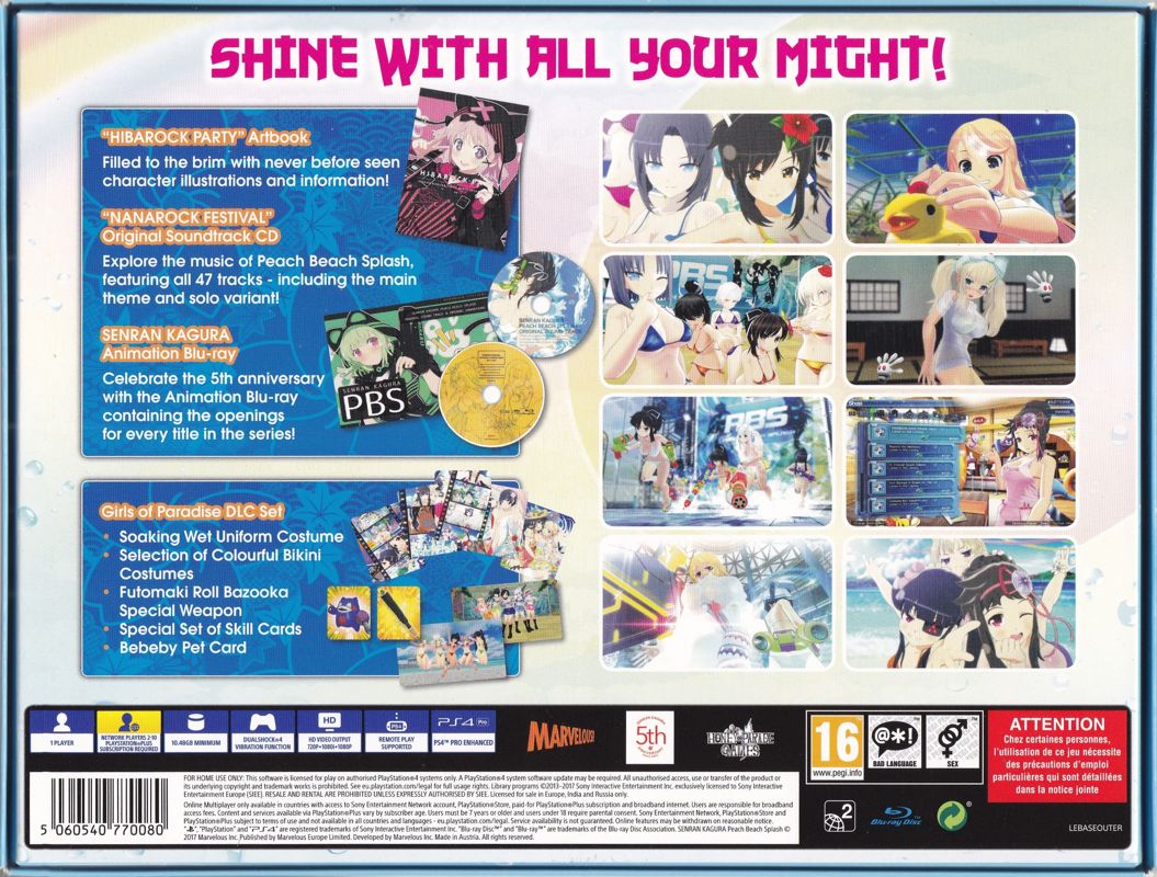 Back Cover for Senran Kagura: Peach Beach Splash (Girls of Paradise Edition) (PlayStation 4)