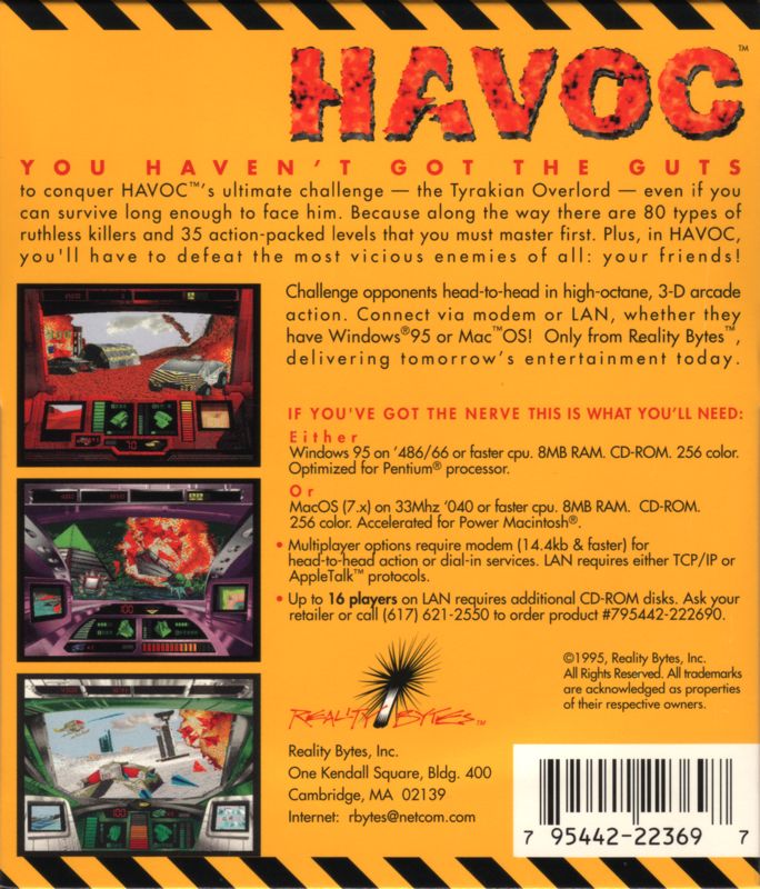 Other for Havoc (Macintosh and Windows) (The jewel case is wrapped in recycled cardboard.): Jewel Case Back