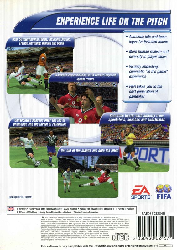 Back Cover for FIFA 2001: Major League Soccer (PlayStation 2)