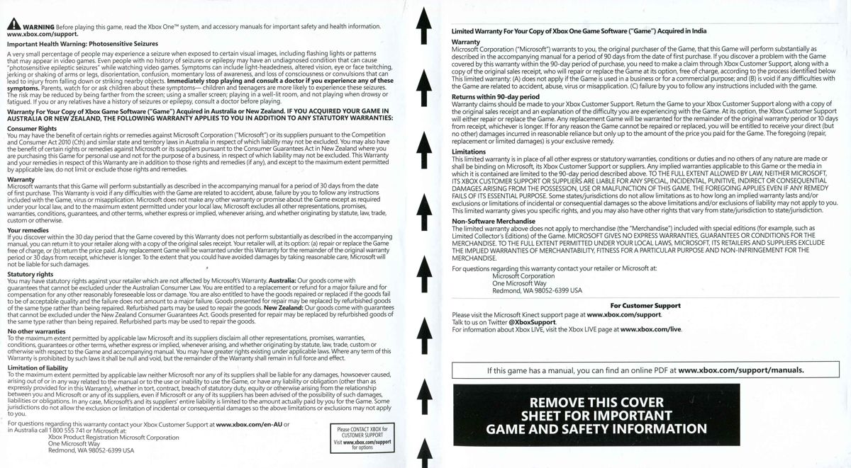 Inside Cover for Gears of War: Ultimate Edition (Xbox One)