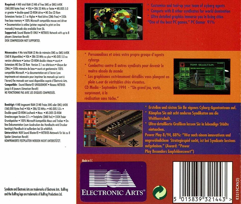 Back Cover for Syndicate Plus (DOS) (Electronic Arts CD-ROM Classics release)
