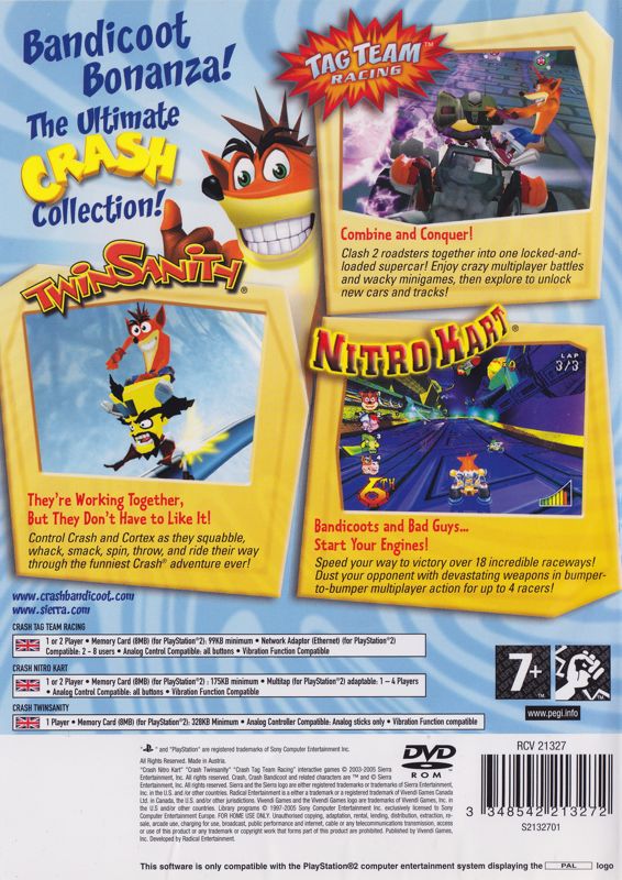 Back Cover for Crash Bandicoot Action Pack (PlayStation 2)