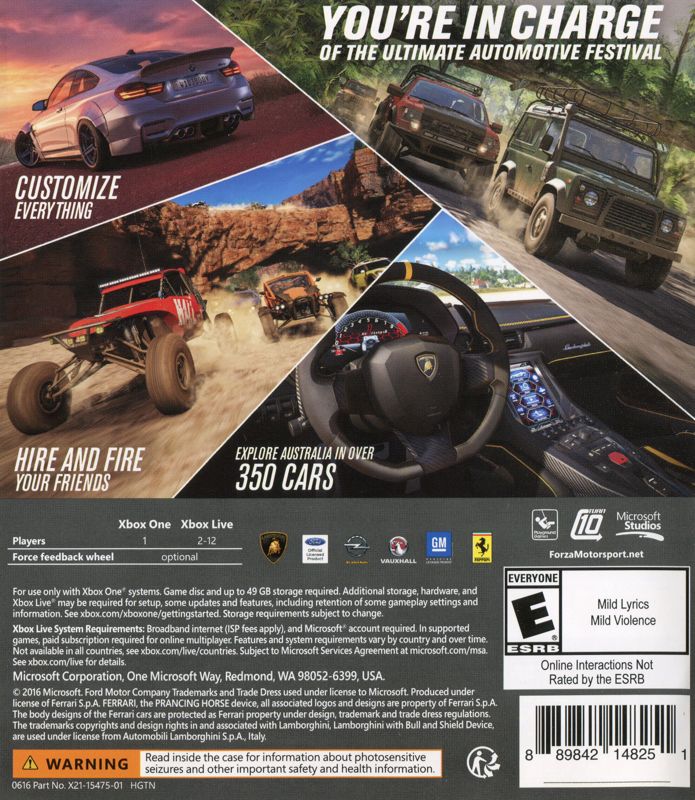 Forza Horizon 3: Logitech G Car Pack cover or packaging material - MobyGames