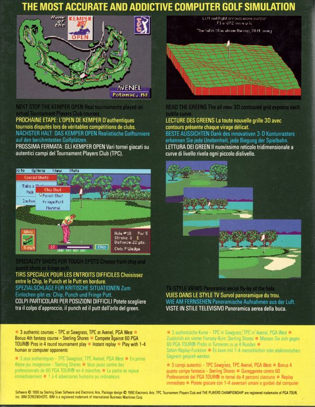 Back Cover for PGA Tour Golf (DOS)