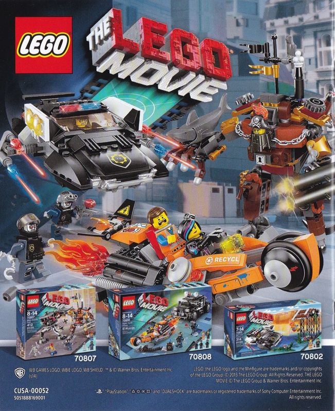 Manual for The LEGO Movie Videogame + The LEGO Movie 3D: Double Pack (PlayStation 4): Back