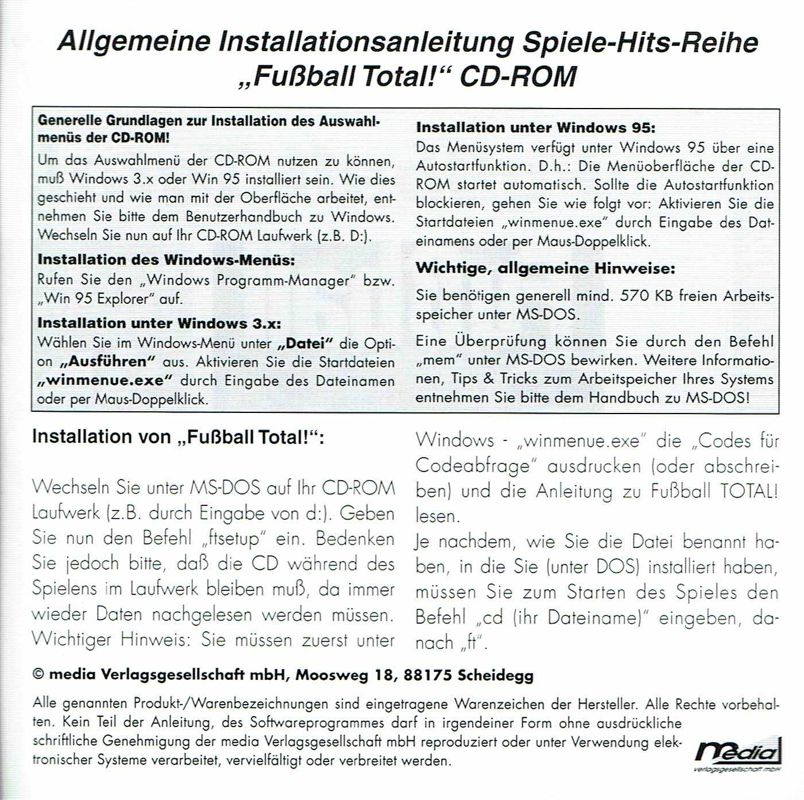 Other for Spiele-Hits (DOS): Football Glory - Left Inlay