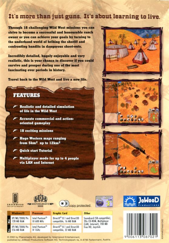 Back Cover for Far West (Windows)