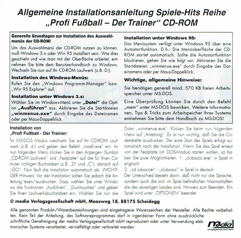 Other for Spiele-Hits (DOS): Tactical Manager - Left Inlay