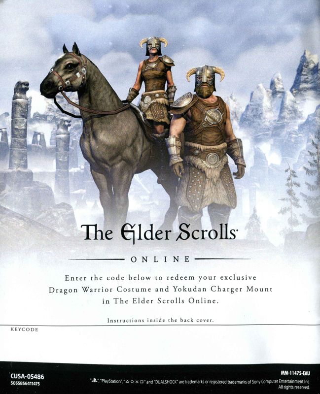 Manual for The Elder Scrolls V: Skyrim - Special Edition (PlayStation 4): Back