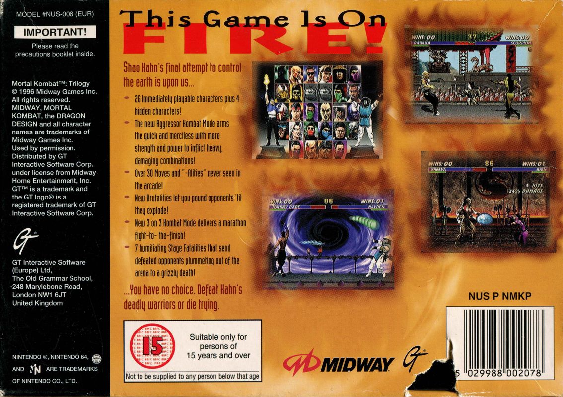 Back Cover for Mortal Kombat Trilogy (Nintendo 64)
