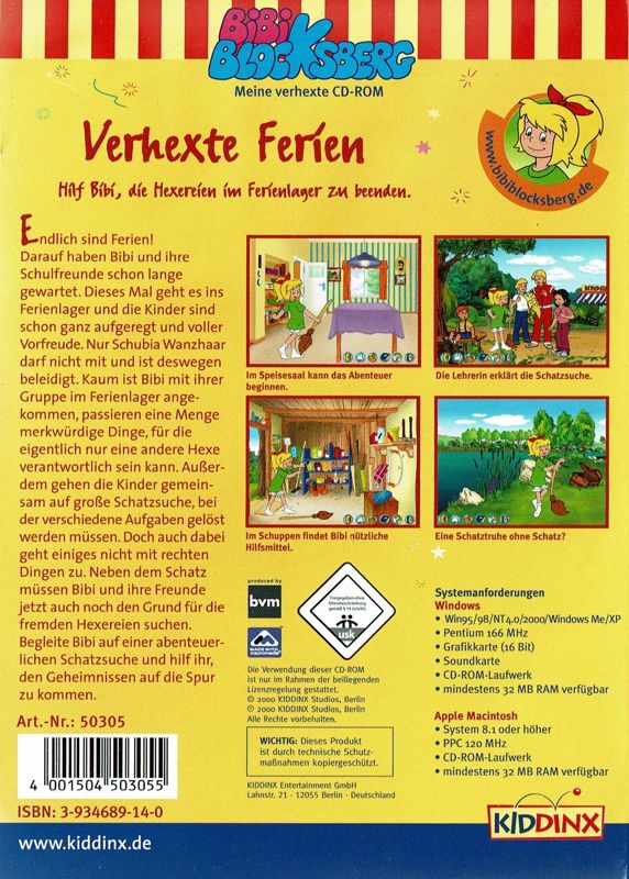 Back Cover for Bibi Blocksberg: Verhexte Ferien (Macintosh and Windows)