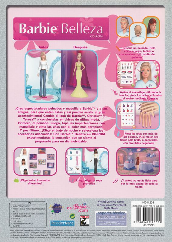 Back Cover for Barbie Beauty Boutique (Windows) (BestSeller Junior release)