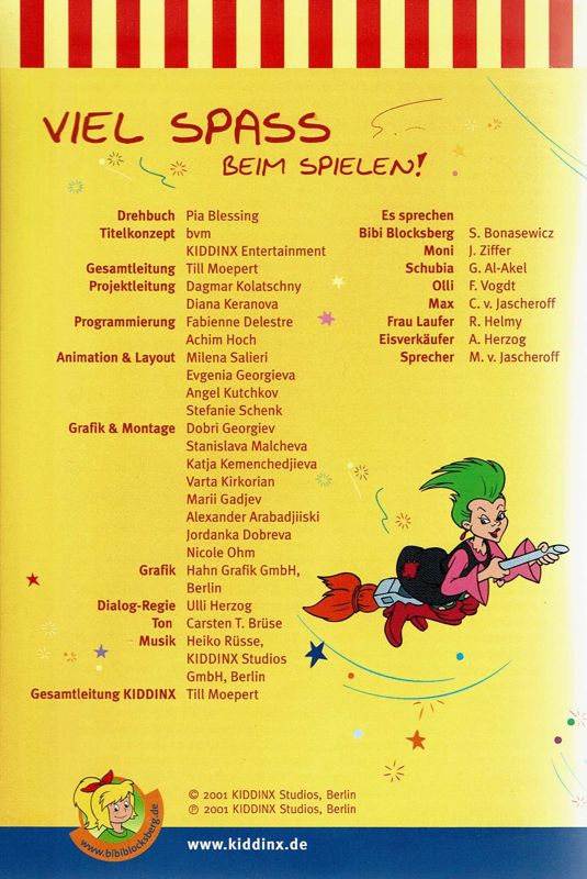 Manual for Bibi Blocksberg: Verhexte Ferien (Macintosh and Windows) (2003 re-release): Back