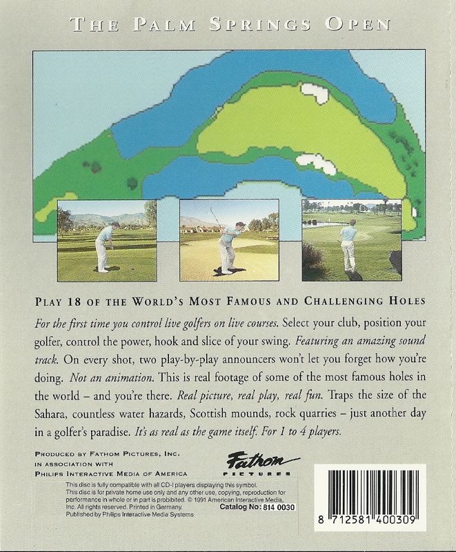 Back Cover for ABC Sports Presents: The Palm Springs Open (CD-i)