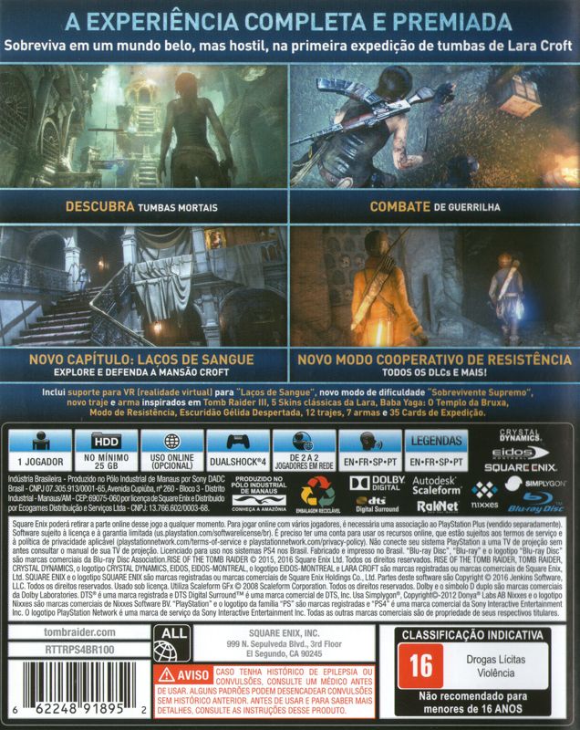 Back Cover for Rise of the Tomb Raider: 20 Year Celebration (PlayStation 4)