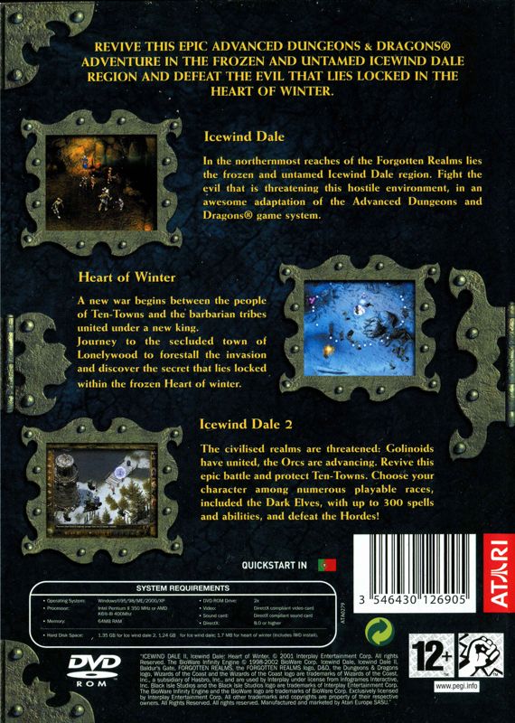 Back Cover for Icewind Dale: 3 in 1 Boxset (Windows)