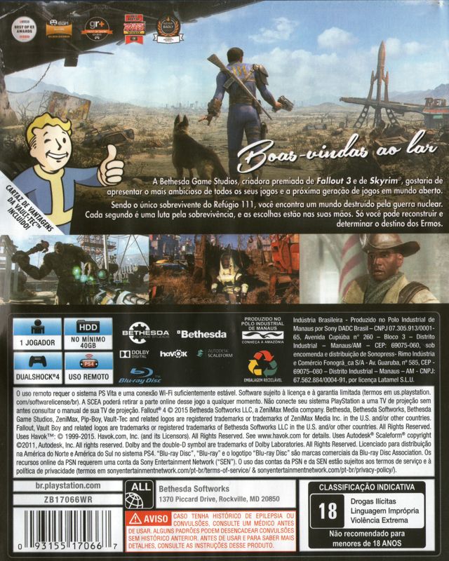 Back Cover for Fallout 4 (PlayStation 4)
