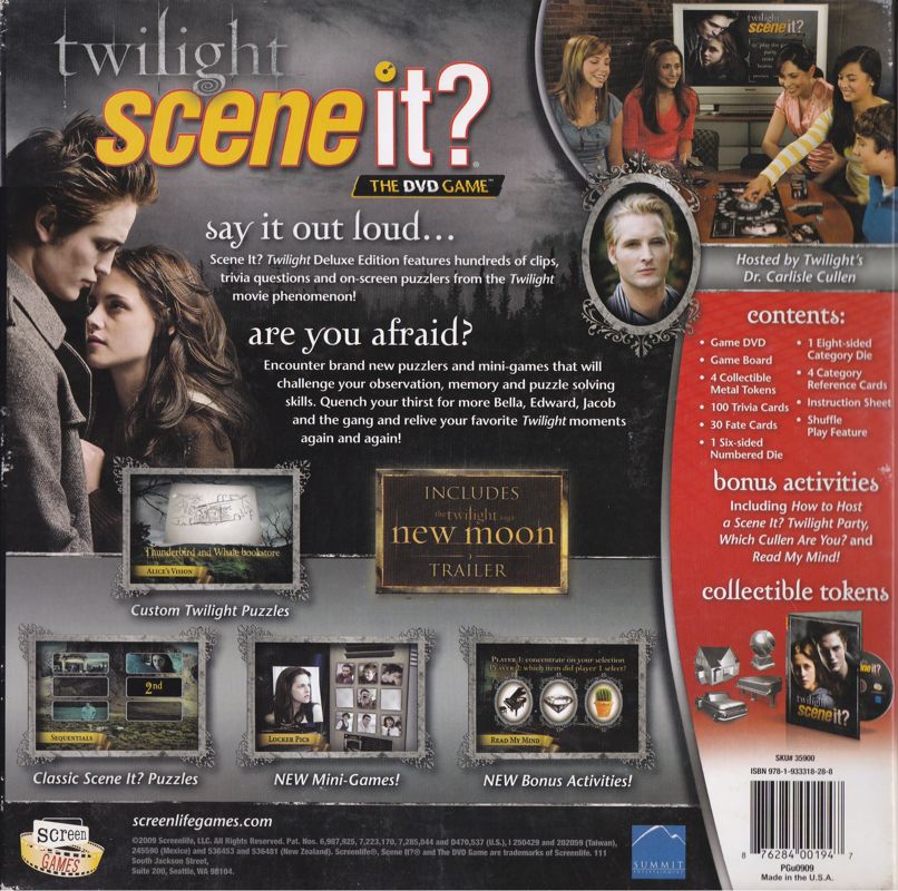 Back Cover for Scene It?: Twilight (DVD Player)