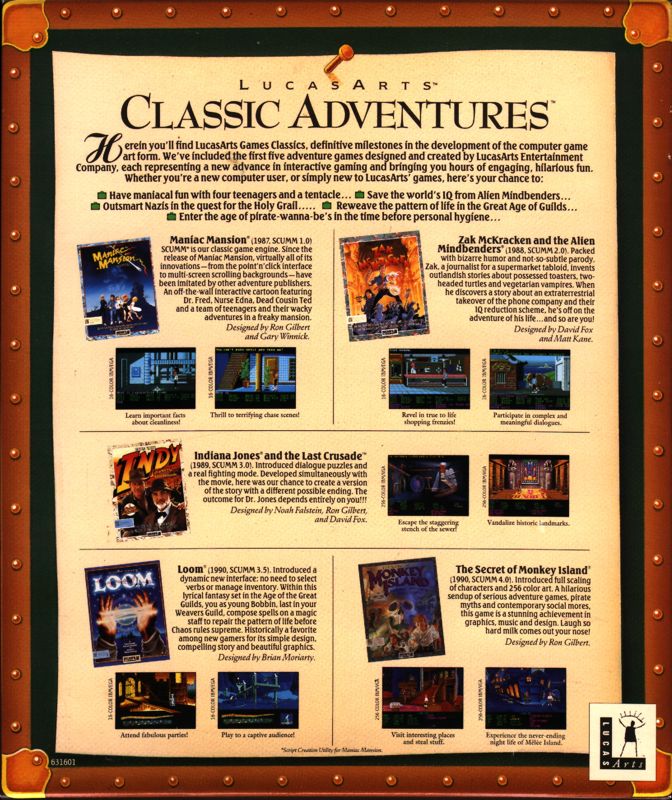 Back Cover for LucasArts Classic Adventures (DOS)