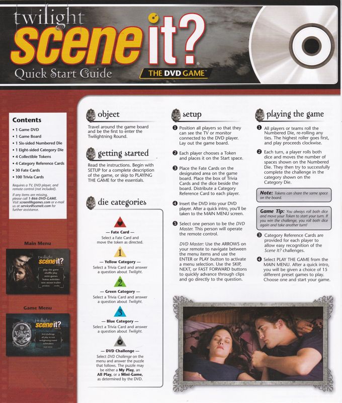 Manual for Scene It?: Twilight (DVD Player): Instruction Sheet: Side 1