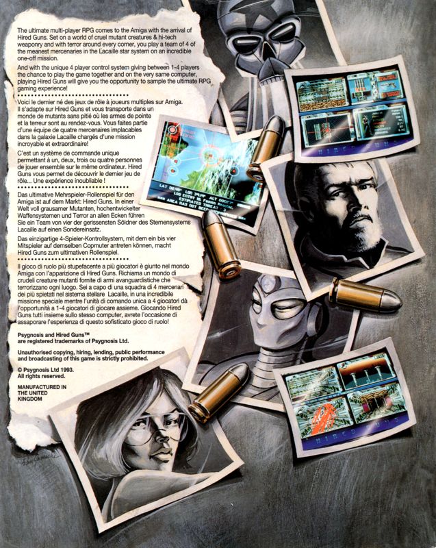 Back Cover for Hired Guns (Amiga)