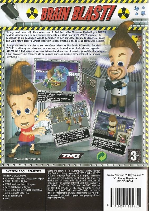 Back Cover for The Adventures of Jimmy Neutron: Boy Genius Vs. Jimmy Negatron (Windows)