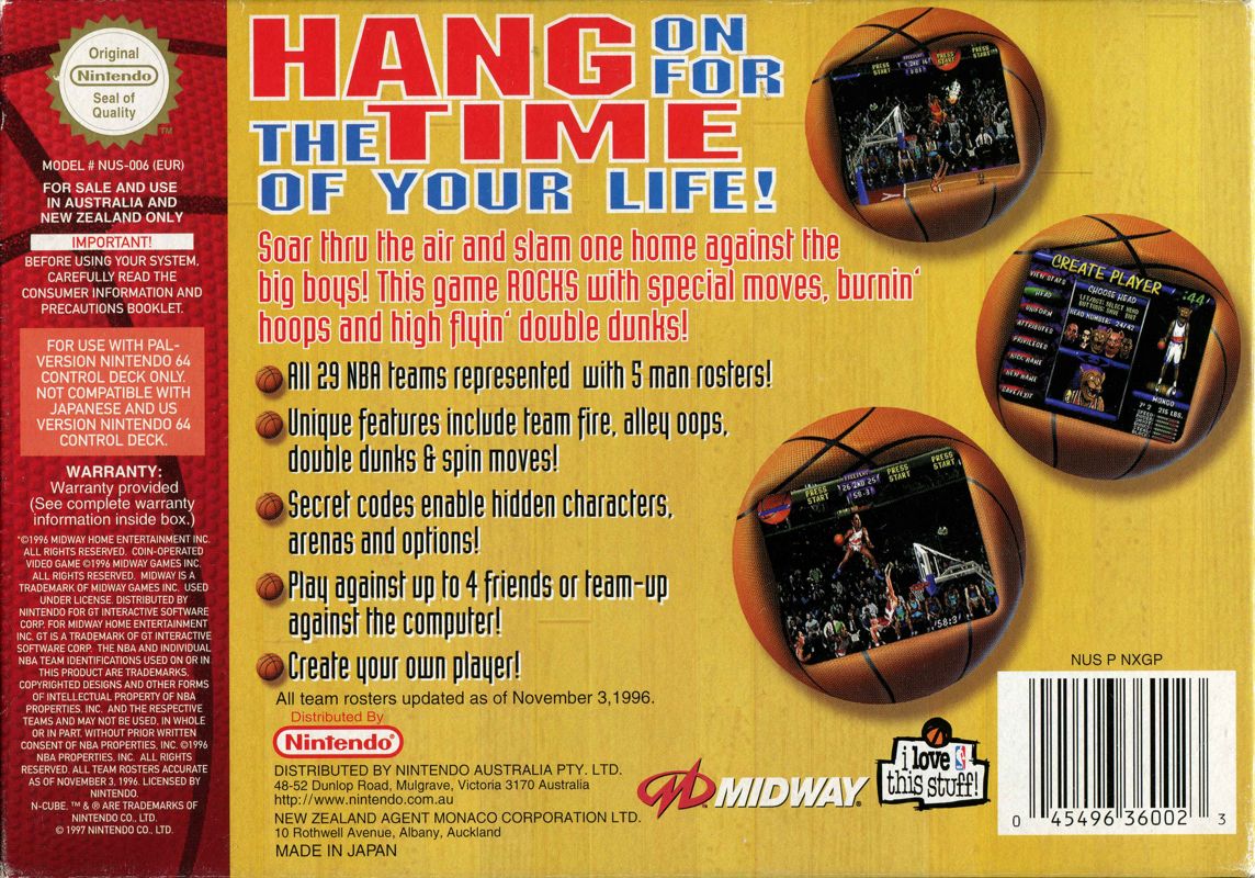 Back Cover for NBA Hangtime (Nintendo 64)