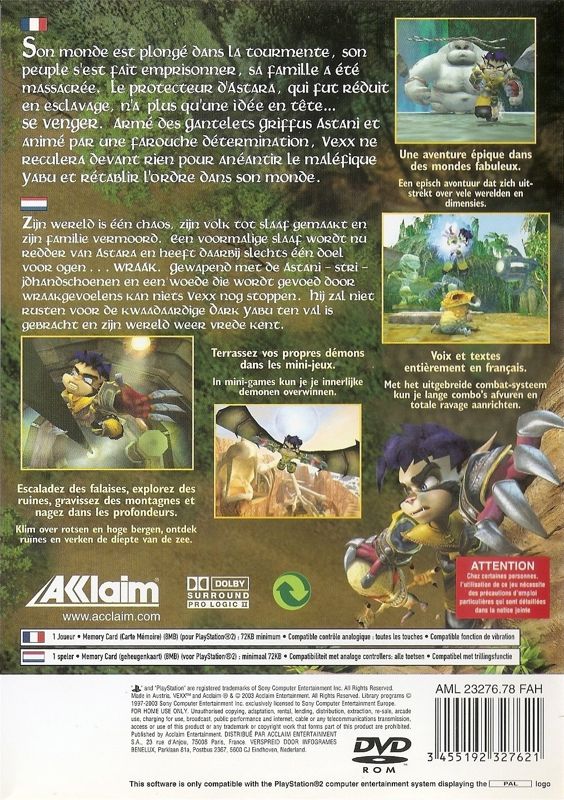 Back Cover for Vexx (PlayStation 2)